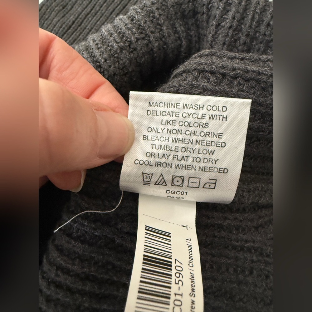 Quince Charcoal Ribbed Crewneck Sweater - Picture 9 of 12